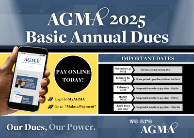 Reminder: 2025 AGMA Basic Annual Dues Deadline is December 31