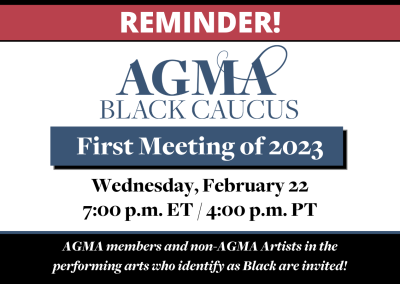 REMINDER: AGMA Black Caucus Announces Open Meeting for Black Performing Artists