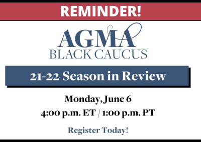 REMINDER! AGMA Black Caucus Roundtable Discussion on June 6