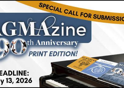 Special Call for Submissions: AGMAzine’s 90th Anniversary Print Edition