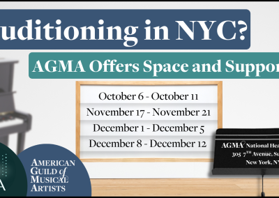 Auditioning in NYC? AGMA Offices are OPEN