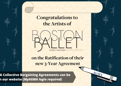 AGMA Ratifies 3-Year Agreement with Boston Ballet