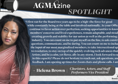 AGMAzine Spotlight: Choristers, Actors, and Staff Performers Vice President Helena Brown