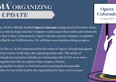 Opera Colorado Organizing Update