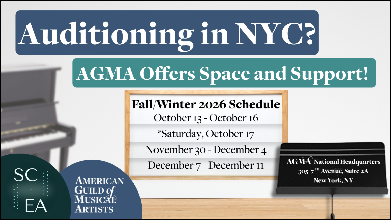 New York Opera Audition Season: AGMA Office Open for Artists to Rest & Recharge