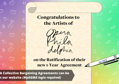 AGMA Ratifies One-Year Agreement with Opera Philadelphia