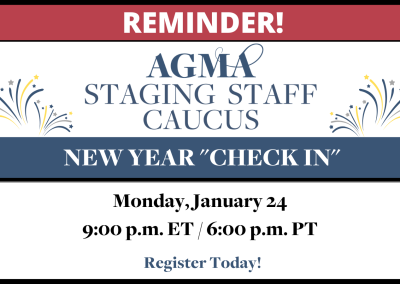 Staging Staff Caucus Meeting Reminder: New Year “Check In” on January 24